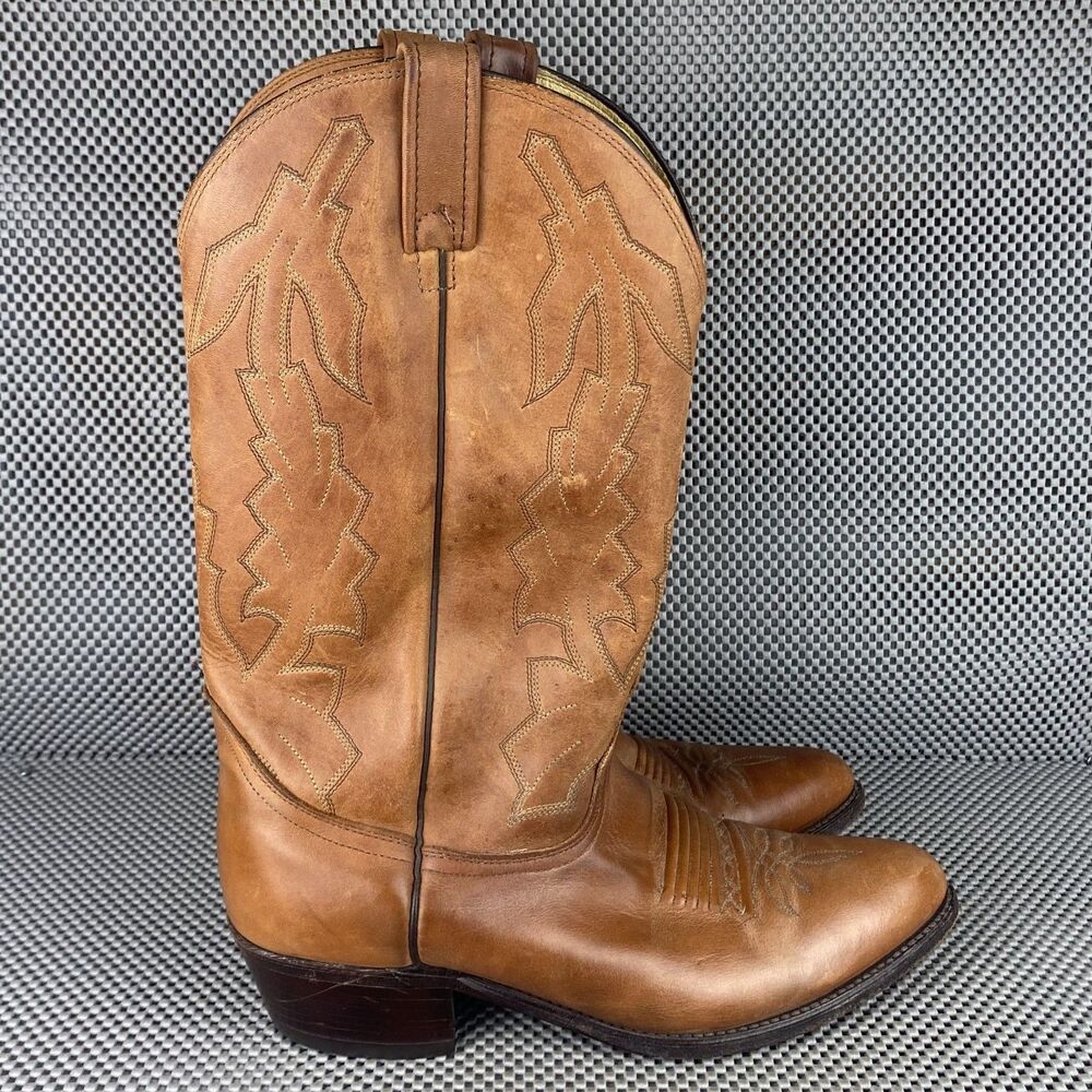Dan Post Cowboy Boots Mens 9.5 EW Brown Leather Western Embroidered Pull On